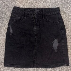 Classic Black Denim Skirt
